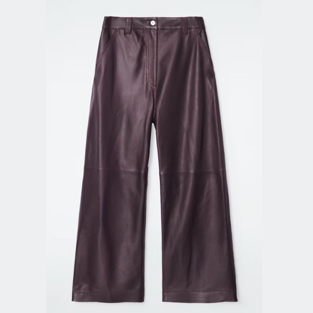COS Leather Barrel-Leg Utility Pants